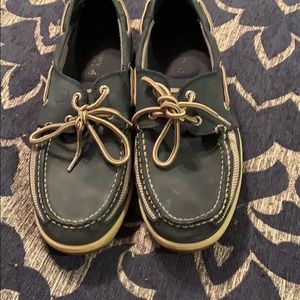 Blue sperry boat shoes